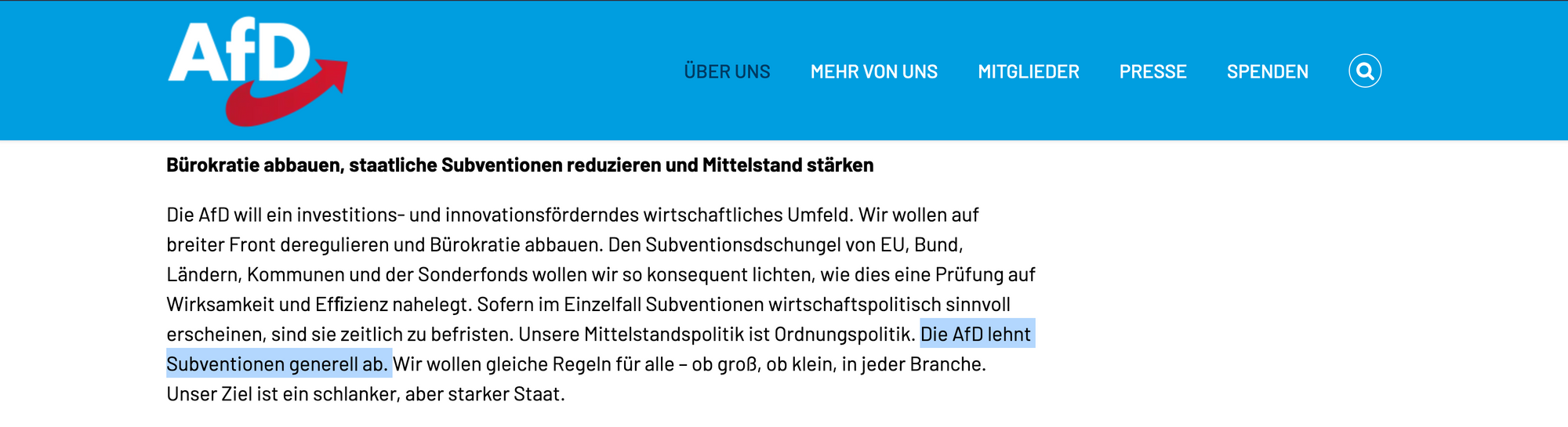 Quelle: die Webseite der Nazi-Partei „afd“. Aus Gründen des Anstands wird die Quelle nicht verlinkt!